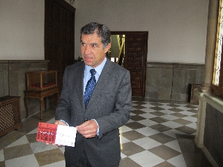El presidente del TSJ de Andalucía, Lorenzo del Río, durante la presentación de la Memoria